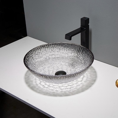 Embarcação de vidro moderna moderna de Crystal Wash Basins Gradient Black