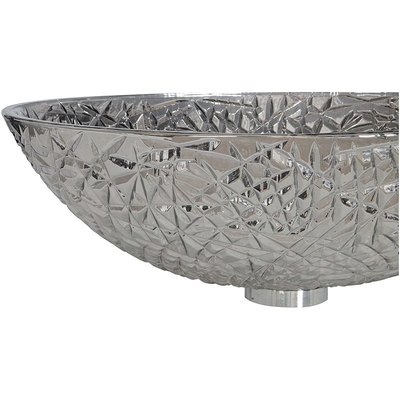 Bacia cromada da bacia de lavagem do banheiro acima do cristal moderno de prata oval contrário