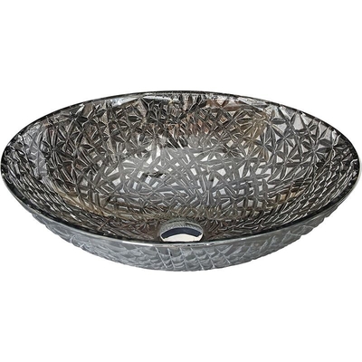 Bacia cromada da bacia de lavagem do banheiro acima do cristal moderno de prata oval contrário