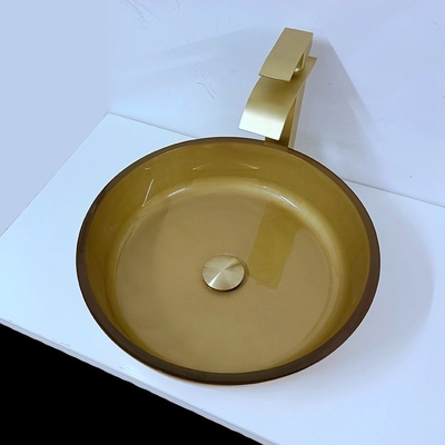 do comprimento de vidro da bacia 420mm da bacia de 110mm dissipador circular redondo escovado altura da embarcação