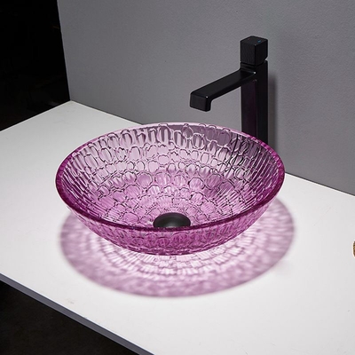 bacia da bacia do banheiro do roxo de 395mm Crystal Wash Basins Round 130mm