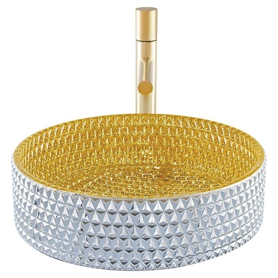 Da cor de vidro resistente 120mm do ouro da bacia de lavagem do OEM altura interior