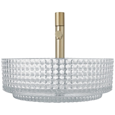 Cilindro europeu bacia de lavagem de vidro dada forma Crystal Clear Sink Diemater 14,8”