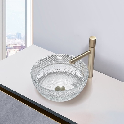 Dissipadores Calathiform da bancada do banheiro de Crystal Clear Glass Vessel Basins