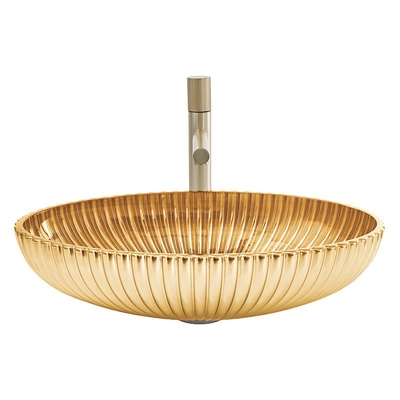 Da cor de vidro resistente 135mm do ouro das bacias 18k da embarcação do OEM altura interior