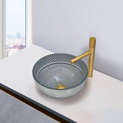 Crystal Glass Round Countertop Basin moderno para o banheiro