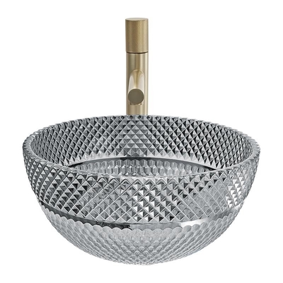 Crystal Glass Round Countertop Basin moderno para o banheiro