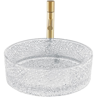 O estilo europeu em volta das bacias de vidro da embarcação congela Ridge Crystal Clear Wash Basin