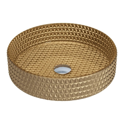 45mm Crystal Glass Wash Basin Gold colorem o dissipador cilíndrico da vaidade do banheiro da forma