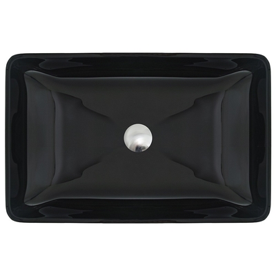 Bacias de lavagem lustrosas altas Crystal Stone Glass Vessel Sinks preto do banheiro