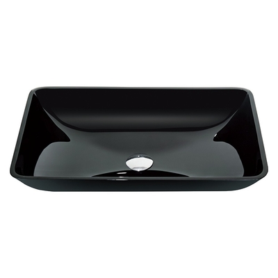 Bacias de lavagem lustrosas altas Crystal Stone Glass Vessel Sinks preto do banheiro