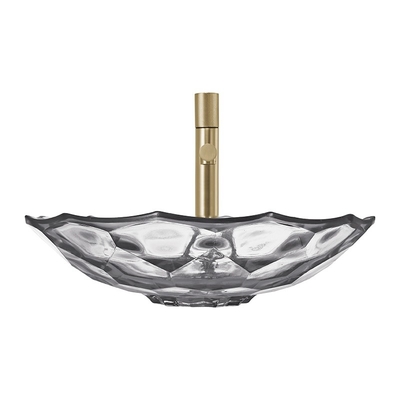 Bola moderna luz de vidro dada forma Gray Color Vessel Sinks Pop da bacia de lavagem acima do dreno