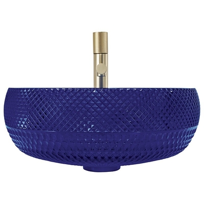 Dissipador azul da bancada da cor de Crystal Glass Vessel Basins Royal