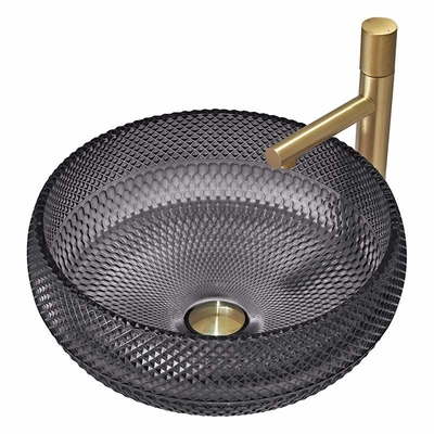 Bancada italiana da cor do preto de Crystal Glass Vessel Basins Transparent do projeto