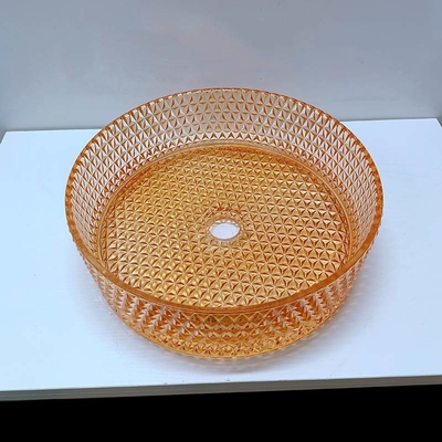 Bacia de lavagem alaranjada do tampo da mesa da cor de Diamond Shape Crystal Vessel Sink