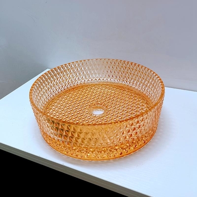 Bacia de lavagem alaranjada do tampo da mesa da cor de Diamond Shape Crystal Vessel Sink