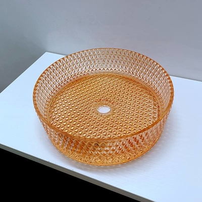 Bacia de lavagem alaranjada do tampo da mesa da cor de Diamond Shape Crystal Vessel Sink