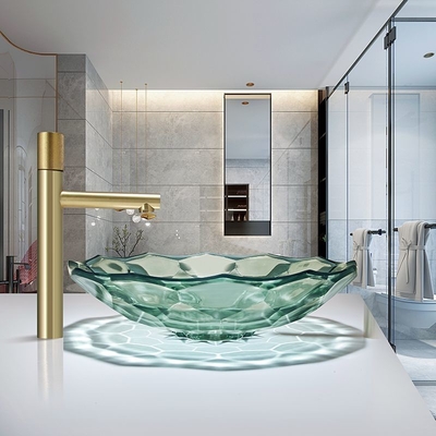 Claro - a cor verde Crystal Glass Wash Basin Football dá forma à bacia da bacia da bancada