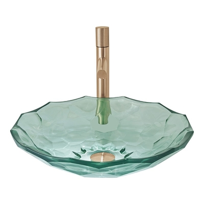 Claro - a cor verde Crystal Glass Wash Basin Football dá forma à bacia da bacia da bancada