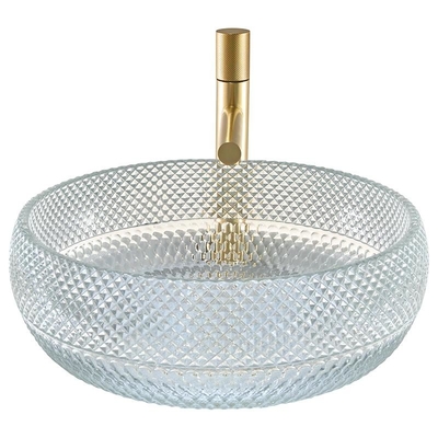espessura Crystal Clear Glass Vessel Basins de 12mm para o escritório Art Deco Round Shape