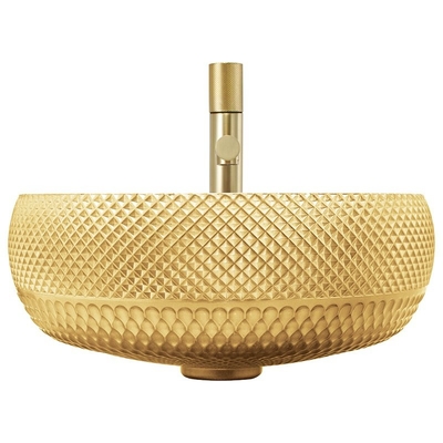 Cor de vidro de revestimento galvanizada do ouro de Crystal Bath Wash Sinks In 18K das bacias da embarcação