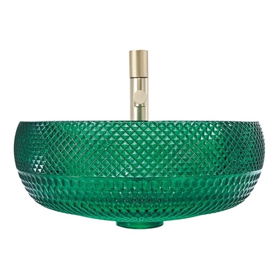 O círculo europeu do estilo deu forma à cor de vidro de Crystal Bathroom Wash Sinks Green das bacias da embarcação