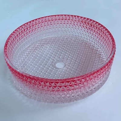 Bacia de vidro vermelha da bacia do inclinação moderno que funde Crystal Bathroom Vanity Sink