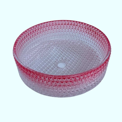 Bacia de vidro vermelha da bacia do inclinação moderno que funde Crystal Bathroom Vanity Sink