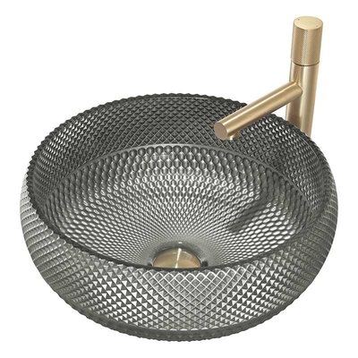 Dissipador escuro da lavagem da vaidade de Grey Crystal Glass Vessel Sinks Bathroom acima do contador