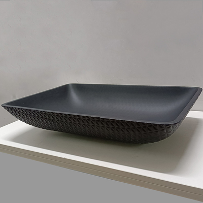 O banheiro de couro da grão moderou o dissipador de vidro Matt Black Glass Wash Basins ácido da embarcação