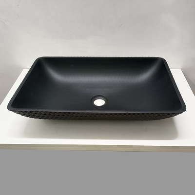 O banheiro de couro da grão moderou o dissipador de vidro Matt Black Glass Wash Basins ácido da embarcação