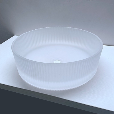 Listras matt ácidas de Crystal Glass Wash Basin Vertical que fundem dissipadores do banheiro da bancada