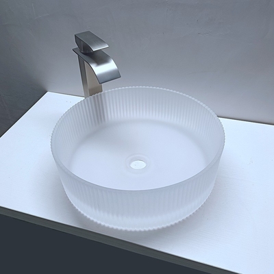 Listras matt ácidas de Crystal Glass Wash Basin Vertical que fundem dissipadores do banheiro da bancada