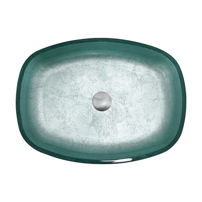 A prata da folha moderou o sólido do tampo da mesa da forma do melão da bacia de vidro de bacias de lavagem do banho