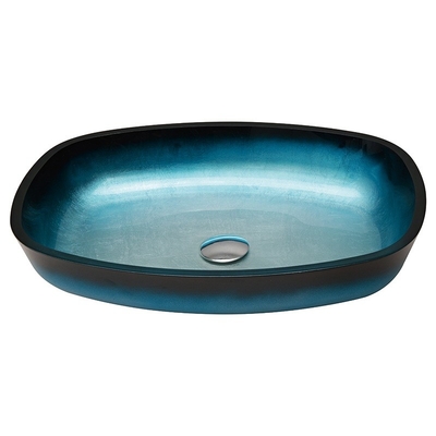 O azul de vidro do inclinação moderou a bancada do tampo da mesa da forma do melão das bacias de lavagem do banho montada