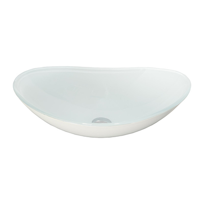 A bacia de lavagem branca lustrosa alta moderada dada forma barco do dissipador de vidro risca resistente