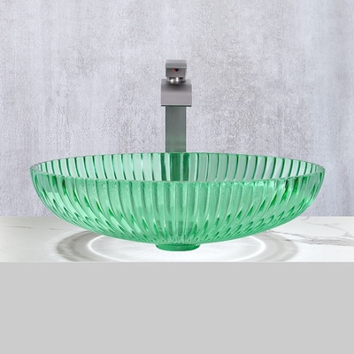 Pia de gabinete de vidro verde transparente para decoração de banheiro