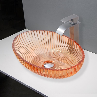 Bacias de vaso de vidro montadas na bancada feitas de vidro para pia de banheiro 530 mm