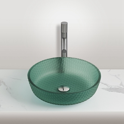 Matt Green Banheiro lavatórios com torneira sem transbordamento Vanity Countertop vasos de lavatório
