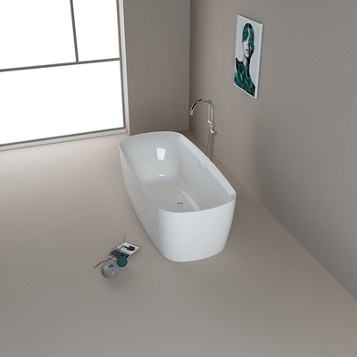 Banheira de banho moderna com drenagem central