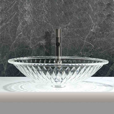 Bacias de recipientes de vidro de um buraco sem transbordamento Pop Up Drainage Glass Bowl