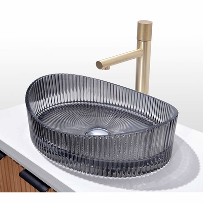 Moderno Difusão de vidro Lavatório de banheira de vidro Montado Sink Bowl