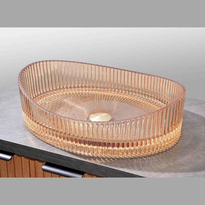 500*370*140mm Tamanho de vidro Lavatório Lavatório Bacia de água cristalina Sink Bowl de vidro