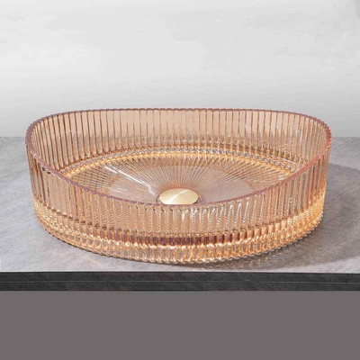 Cor âmbar 500*370*140mm Bacia de lavagem de vidro sem transbordamento para solução de economia de espaço