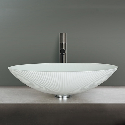 45 mm buraco de drenagem vidro temperado lavabo forma oval para banheiros sofisticados