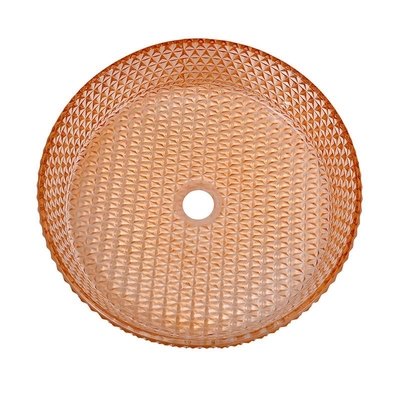 Dissipador de Diamond Round Wash Hand Basin Amber Color Glass Bowl Bathroom