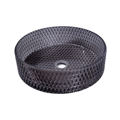 Diamond Shape Crystal Wash Basin dissipador redondo preto transparente da bancada de 22 polegadas
