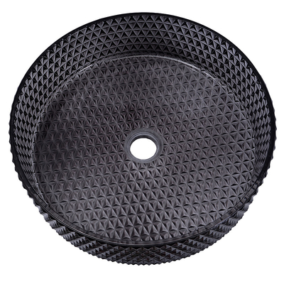 Diamond Shape Crystal Wash Basin dissipador redondo preto transparente da bancada de 22 polegadas