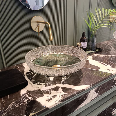 Elegantes lavatórios redondos de banheiro com tamanho de drenagem de 1,77 polegada