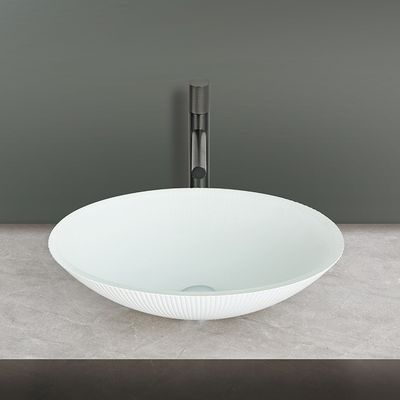 45 mm buraco de drenagem vidro temperado lavabo forma oval para banheiros sofisticados